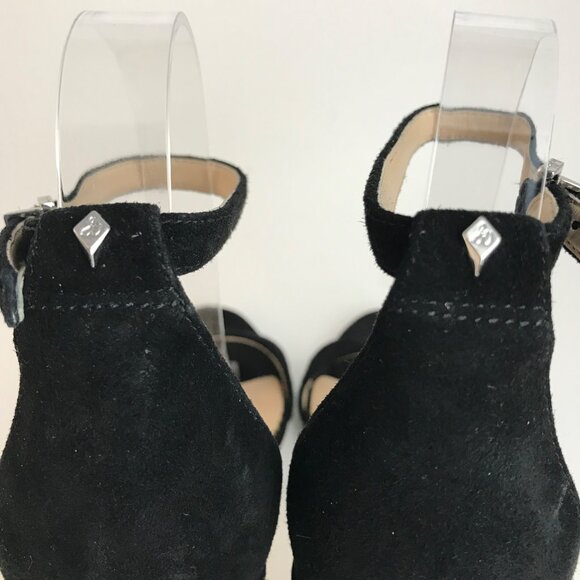 Sam Edelman Black Suede Open Toe Block Heel Sandals Size 9M - Picture 9 of 12